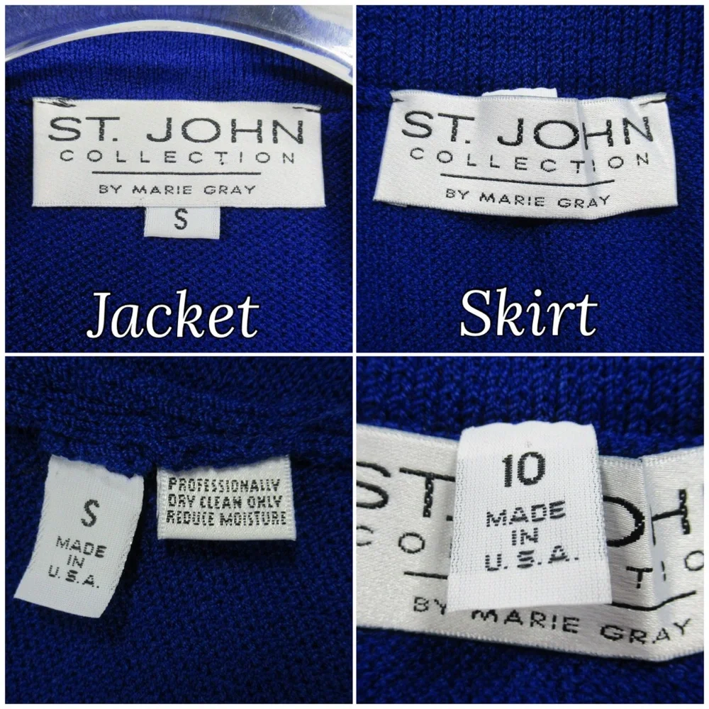 ST. JOHN Santana Knit 2 Pc Matching Skirt & Jacket Set Women's Size Small - 10